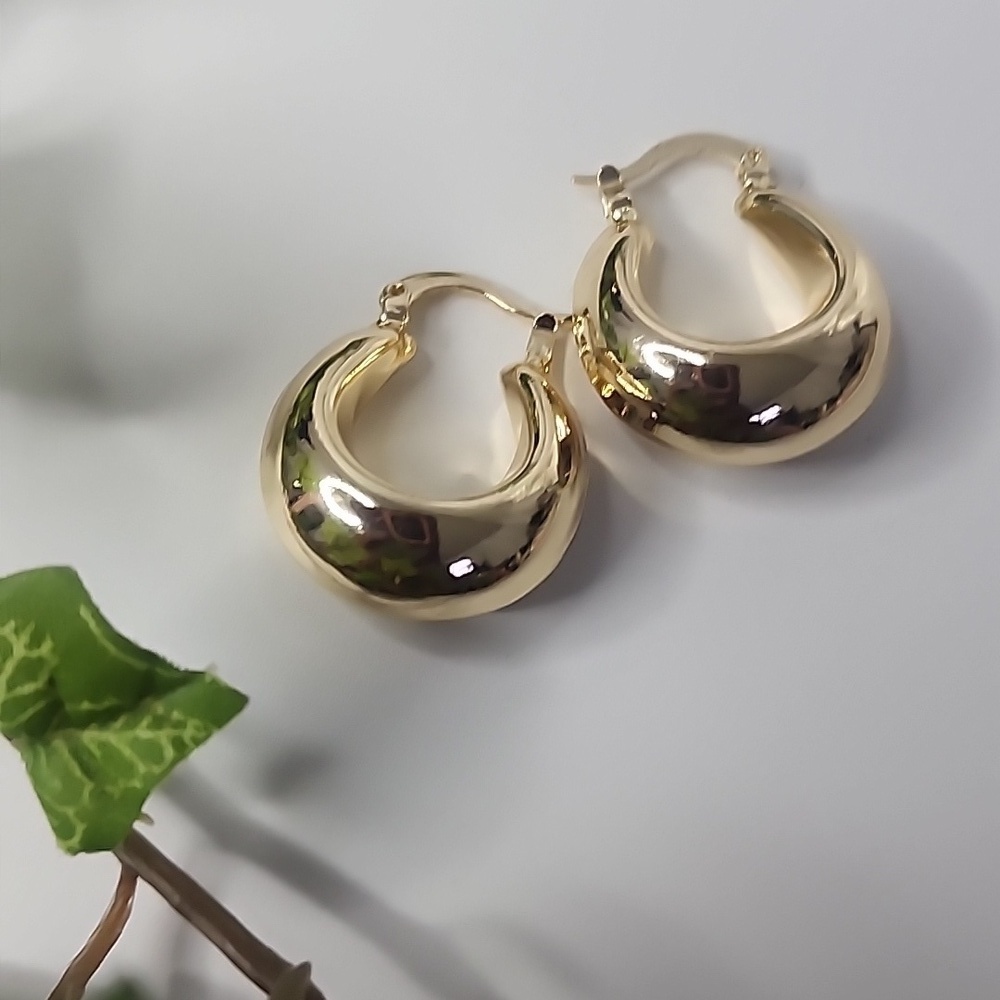 18k Gold Filled Basket Hollow Hoop Earrings New